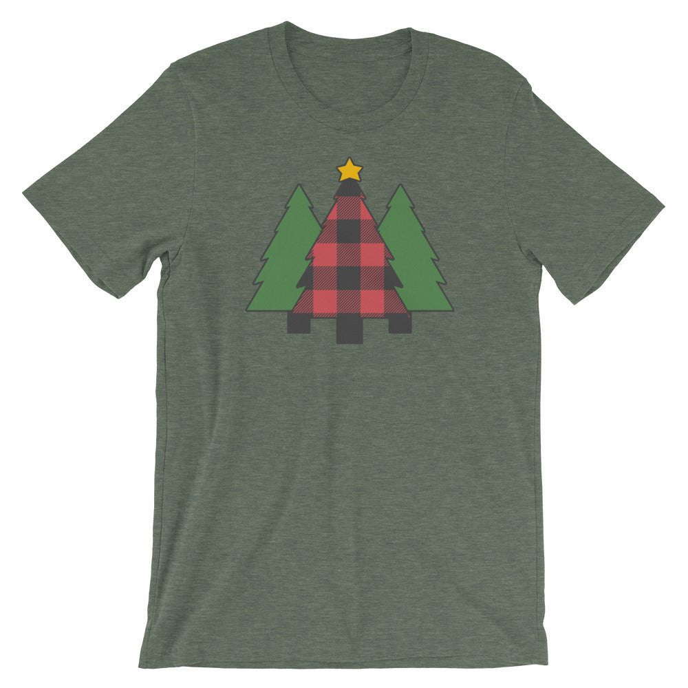 Triple Plaid Christmas Trees Unisex T-Shirt