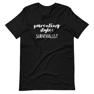 Parenting style: SURVIVALIST White Ink Short-Sleeve Unisex T-Shirt