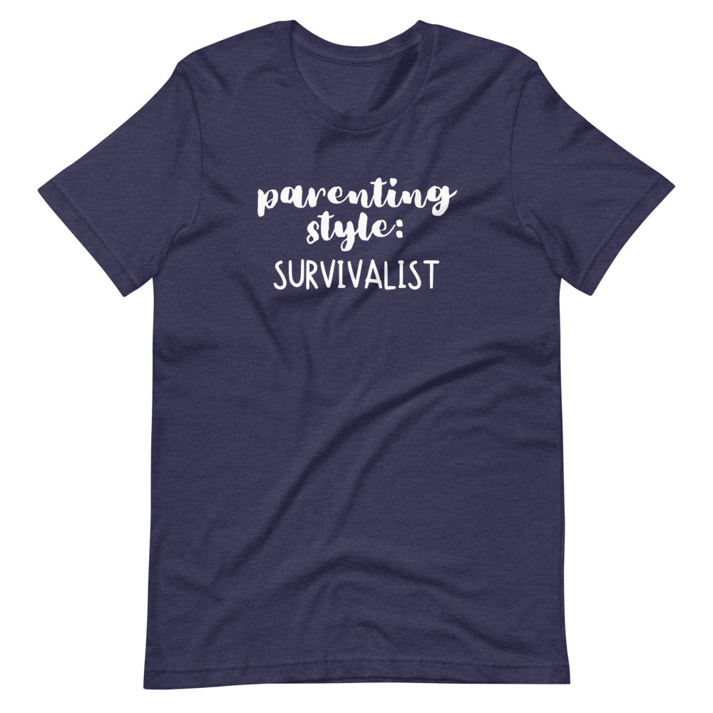 Parenting style: SURVIVALIST White Ink Short-Sleeve Unisex T-Shirt