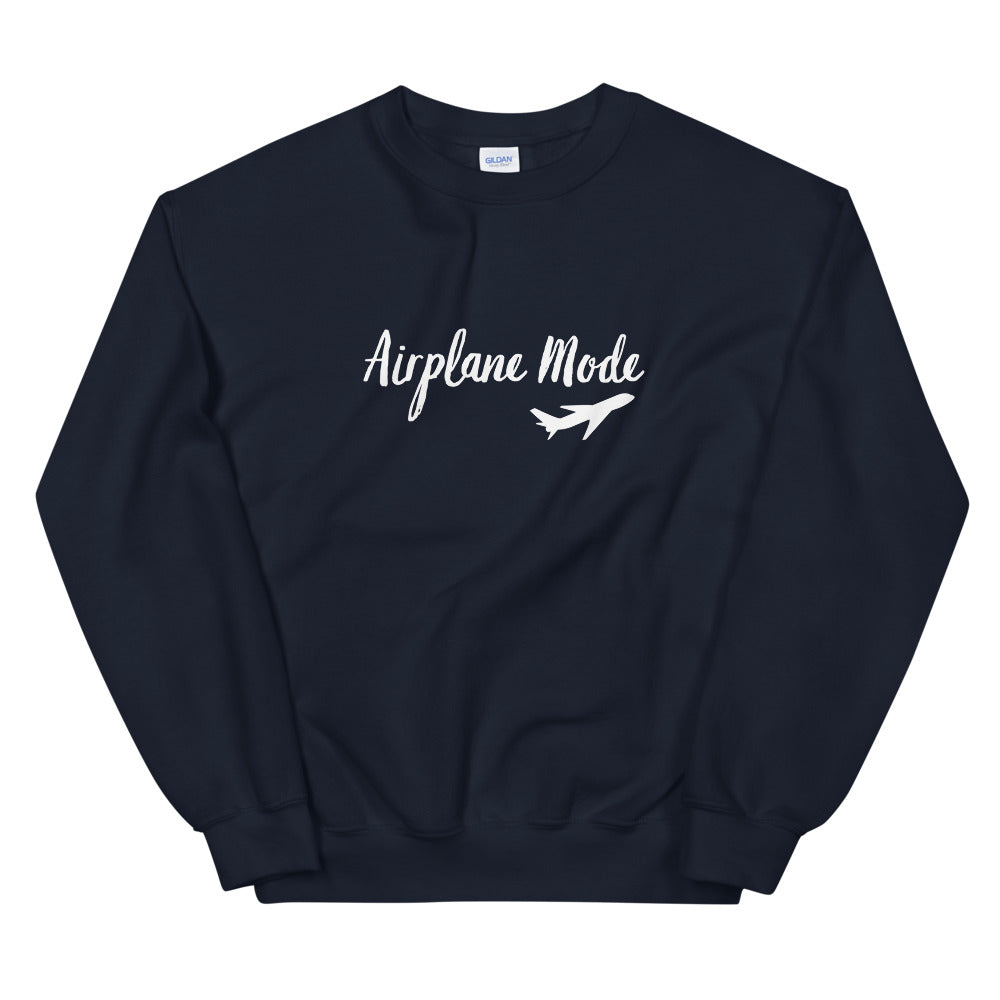 Airplane Mode Sweatshirt-White Ink