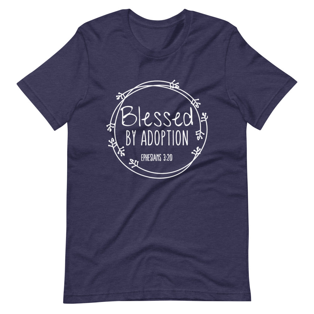Blessed by Adoption White Ink Short-Sleeve Unisex T-Shirt
